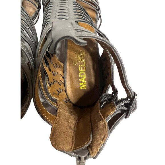 Madeline Gray Gladiator Heeled Sandals Woven Straps & Buckle Details Size 8.5 F - Picture 4 of 9